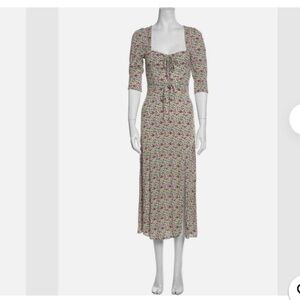 Tahari Floral Sweetheart Neckline 3/4 Sleeve Midi Dress